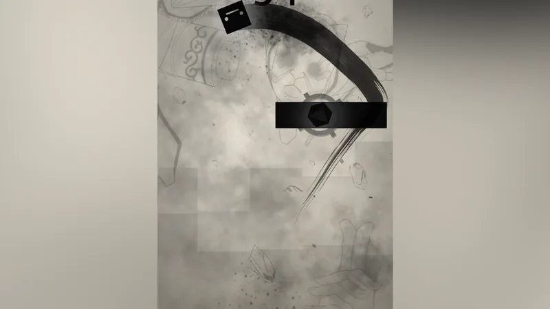 Schermata di Beat Stomper: salto in volo con la scia scura su fondo chiaro
